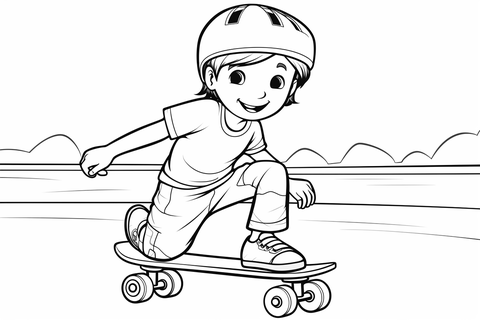 Skateboarding coloring page